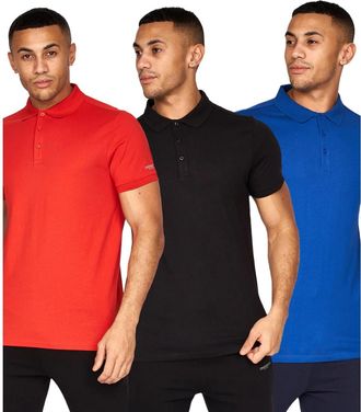 Crosshatch Heren Traymax Poloshirt (Doos van 3) (Zwart/Blauw/Rood)