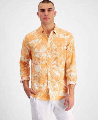 Inc International Concepts Mens Andy Print Linen Button-Down Shirt