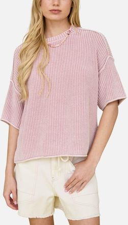 J.O.A. Rib Knit Raw Edge Cotton Blend Sweater in Dusty Pink at Nordstrom, Size Medium