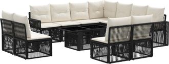vidaXL Conjunto De Sof&aacute;s De Jard&iacute;n 12 Uds. Negro Y Blanco Crema Vidaxl