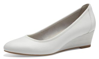 Tamaris Pumps TAMARIS Borage, Damen, Gr. 35 (2,5/3), weiss (wei&szlig;), Leder, Schuhe Pumps, Keilabsatz, Halbschuh, Schlupfschuh mit komfortablem Elastikeinfass