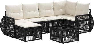 vidaXL Conjunto De Sof&aacute;s De Jard&iacute;n 7 Uds. Negro Y Blanco Crema Vidaxl