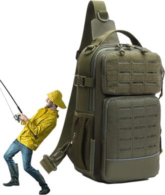 Generic Fishing Sling Bag,with Water Bottle Holder Equipment Storage,Lightweight Sling Bag | for Men Travel Camping Hiking Outdoor Gym Sports Adventure