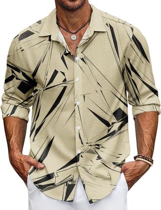 Generic Mens Hawaiian Shirt Long Sleeve Striped Beach Casual Button Down Shirts (UK, Alpha, XL, Regular, Regular, 6)