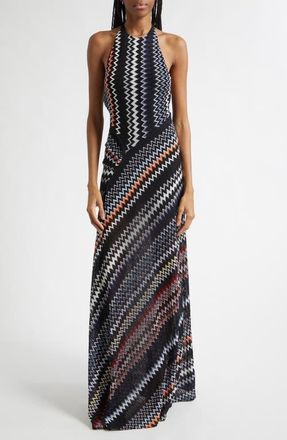 Missoni Chevron Halter Maxi Dress in Multicolor W Blk Bs at Nordstrom, Size 6 Us