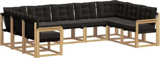 vidaXL Conjunto De Sof&aacute;s De Exterior 9 Uds. Blanco Y Negro Vidaxl