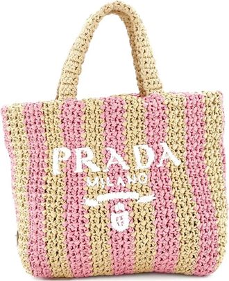 Prada Logo Raffia Small tote bag - Beige
