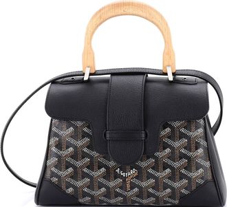 Goyard Saigon Top Handle Bag Coated Canvas with Leather Mini