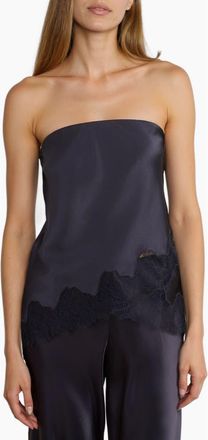 Cami NYC Odessa Lace Trim Strapless Silk Top in Dark Wash at Nordstrom, Size Medium