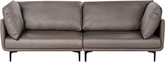 Beliani Beliani - Upholstered 3 Seater Sofa Vegan Leather Metal Legs Brown Revsnes