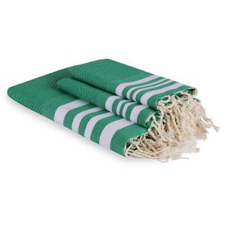 Febronie Fouta set de ba&ntilde;o (1+2) algod&oacute;n 100x200 verde brasil