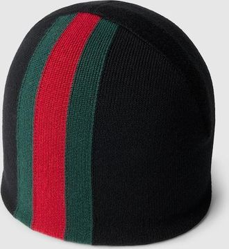 Gucci Wool Hat With Web, Size L, Black