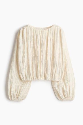 H&M Balloon-sleeved Top in Cream at Nordstrom, Size Large