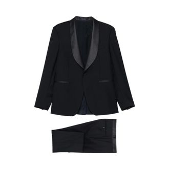Tagliatore Kostuums, Heren, Blauw, M, Wol, Shawl Lapel Single-breasted Suit