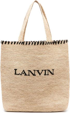 Lanvin Embroidered Raffia Tote Bag