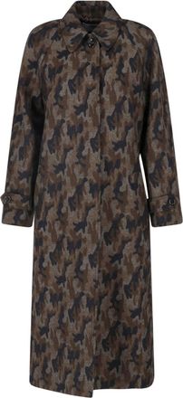Lardini Multicolor Wool Camouflage Belted Coat