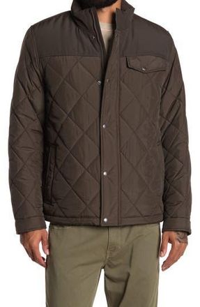 Cole Haan COLE HAAN Mixed Media Faux Shearling Lined Diamond Quilted Jacket in Olive at Nordstrom Rack, Size Xx-Large