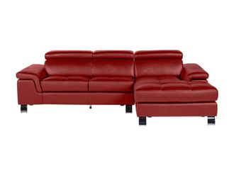 VENTE-UNIQUE.COM Sof&aacute; rinconera piel 4 plazas rojo 260x167cm