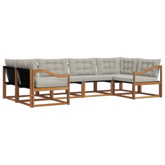 vidaXL Conjunto De Sof&aacute;s De Exterior 6 Pcs Gris Natural Y Claro Vidaxl