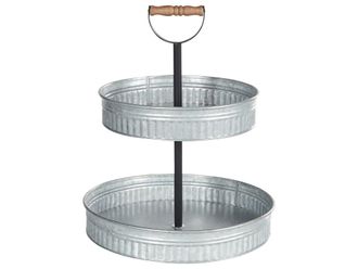 Beliani Soporte para tartas de 2 pisos plateado
