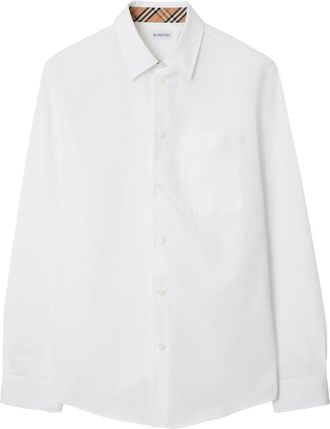 Burberry Check Detail Cotton Poplin Shirt Clothing