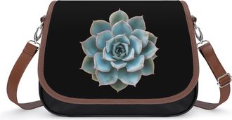 Generic Succulent Crossbody Bag Womens Handbag PU Message Bags Shoulder Purse with Adjustable Strap