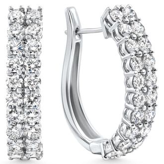 Pompeii3 3.24Ct Double Row Diamond Hoops 14k White Gold Lab Grown Womens Earrings 1