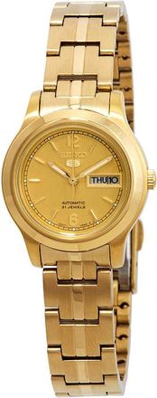 Seiko Series 5 Automatic Gold Dial Gold-tone Ladies Watch SYME02