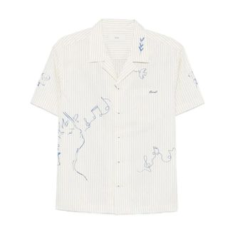 Dunst Overhemden, Dames, Wit, S, Gestreept Handgetekend Shirt