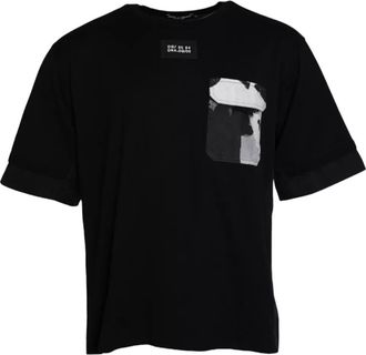 Dolce & Gabbana Mens Short Sleeve Pocket Tshirt - Black Cotton - Size EU 48 (Mens)