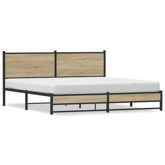 Berkfield Home Metal Bed Frame without Mattress Sonoma Oak 180x200 cm Super King in Light Tan