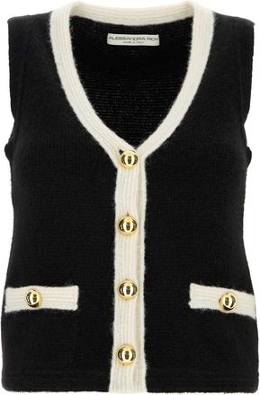 Alessandra Rich Black Alpaca Blend Vest