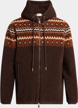 Moncler Mens Teddy Boucle Hooded Full-Zip Jacket