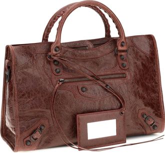 Balenciaga Womens Le City Medium Handbag Berry Red Lamb Ovis Aries Handbags Hand Bags