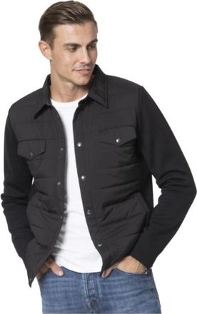Gran Sasso Zwarte Bi-Materiaal Jas Shirt - Heren - Zomerjassen - Zwart - XL - Polyester - Jassen