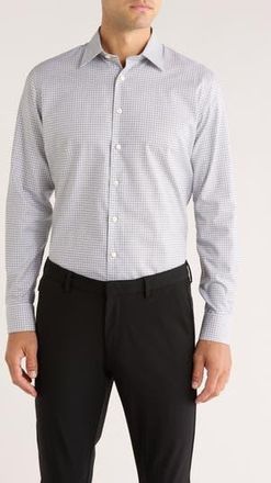 Nordstrom Trim Fit Check Premium Non Iron Cotton Dress Shirt in Olive- Navy Cline Plaid at Nordstrom Rack, Size 15.5 - 32/33