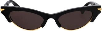 Bottega Veneta Angle Cat Eye Sunglasses - female - Bottega Veneta - Sunglasses - Black - 52 MM - Accessories