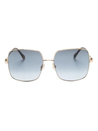 Jimmy Choo Eyewear Occhiali da sole squadrati con logo inciso - Oro