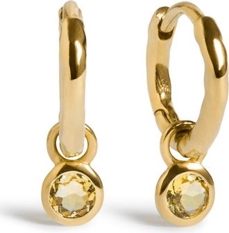 Monica Vinader Birthstone Huggie Hoop Earrings in 18K Gold Vermeil/citrine at Nordstrom