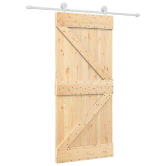 vidaXL Puerta Corredera 90 X 210 Cm Madera De Pino Maciza Vidaxl