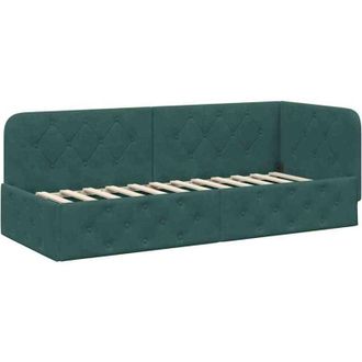 vidaXL Corner Bed Frame with Headboard Dark Green 80 x 200 cm Velvet vidaXL