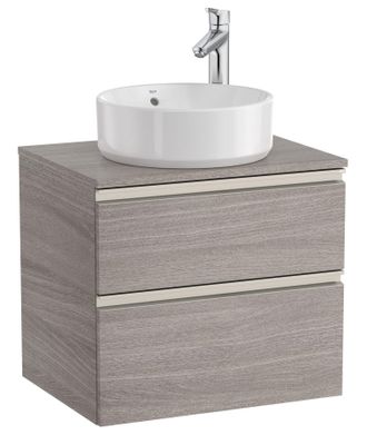 Roca Roca - Mueble Base De 2 Cajones Para Lavabo De Sobre Encimera Central The Gap Color: Roble City Texturizado - Medidas: 605x460x537 Mm
