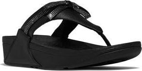 FitFlop Lulu Glitz Bow Post Toe Wedge Sandal in All Black at Nordstrom Rack, Size 6.5