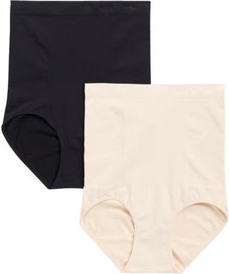 Lands End 2-Pack Contour Flex High Waist Shaping Briefs in Pearl/Black at Nordstrom Rack, Size X-Large