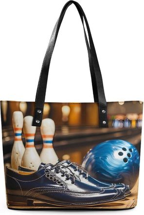 Generic Bowling Shoe Print Tote Bags for Women Cute Shoulder Purses Handbags