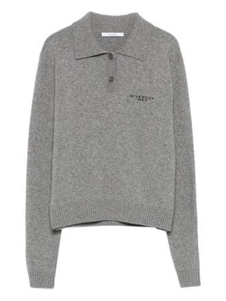 Givenchy long-sleeve knitted polo top - Grigio