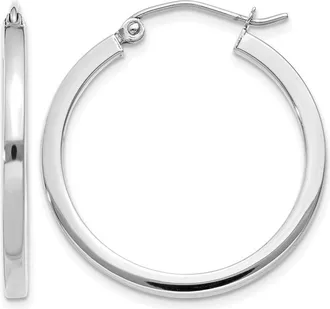 Diamond2Deal 14k Gold 2mm Square Shape Tube Hoop Earrings