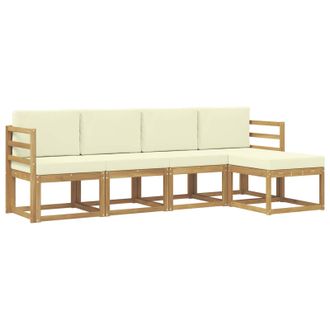 vidaXL Conjunto De Sof&aacute;s De Exterior Con Coj&iacute;n 5 Pcs Blanco Y Crema Vidaxl