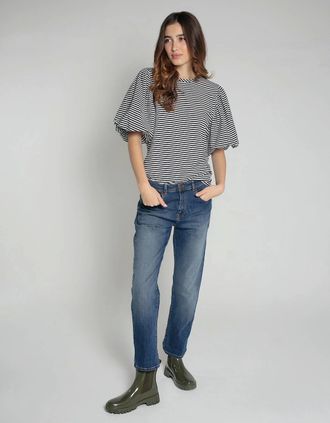 Nooki Design Womens Rhea Top in Navy and White Stripe - Size: 12/10