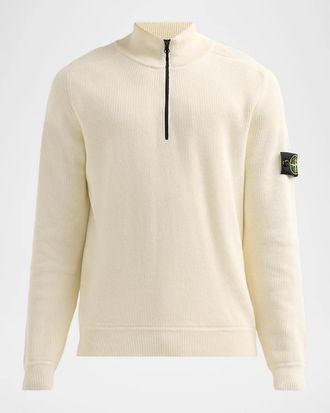 Stone Island Men & apos;s Cotton Rib Compass Quarter-Zip Sweater